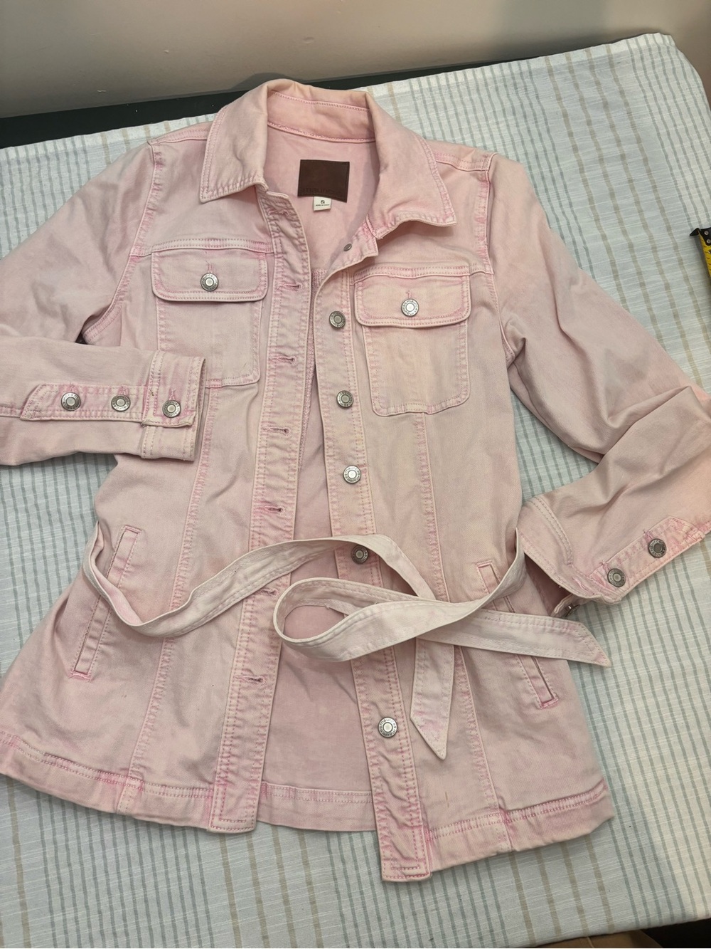 Maurices Pale Pink Utility Jacket with Waist Tie
